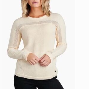 Kuhl Cream Open-Knit Crewneck Sweater